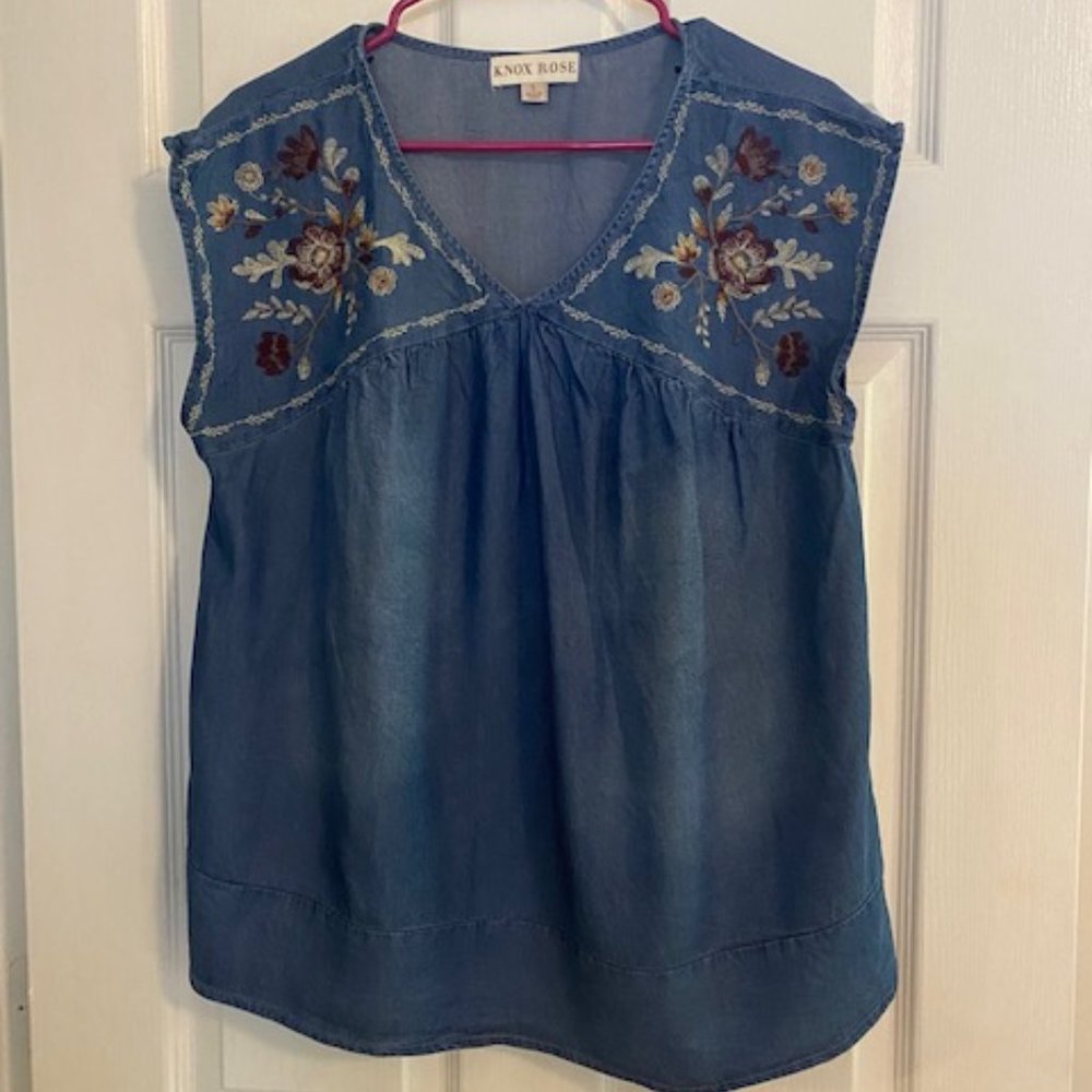 Knox Rose embroidered chambray shirt, Women's L